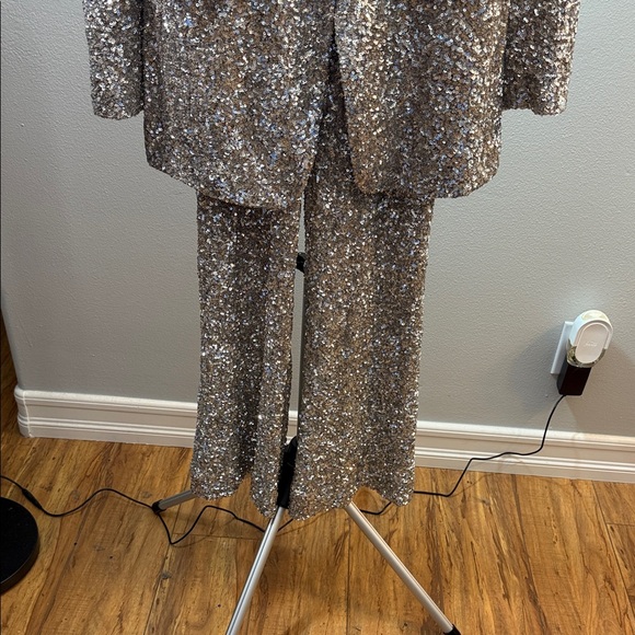 Silver Sequin Women's Blazer and Pants Set - Picture 5 of 11